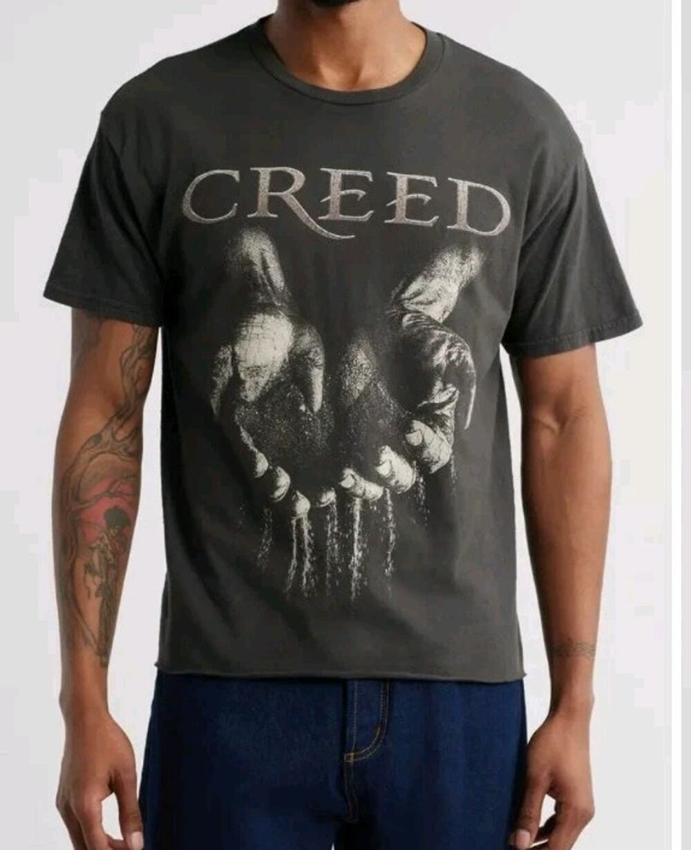 Creed Sandy Hands Crop Graphic T-Shirt Sz Small